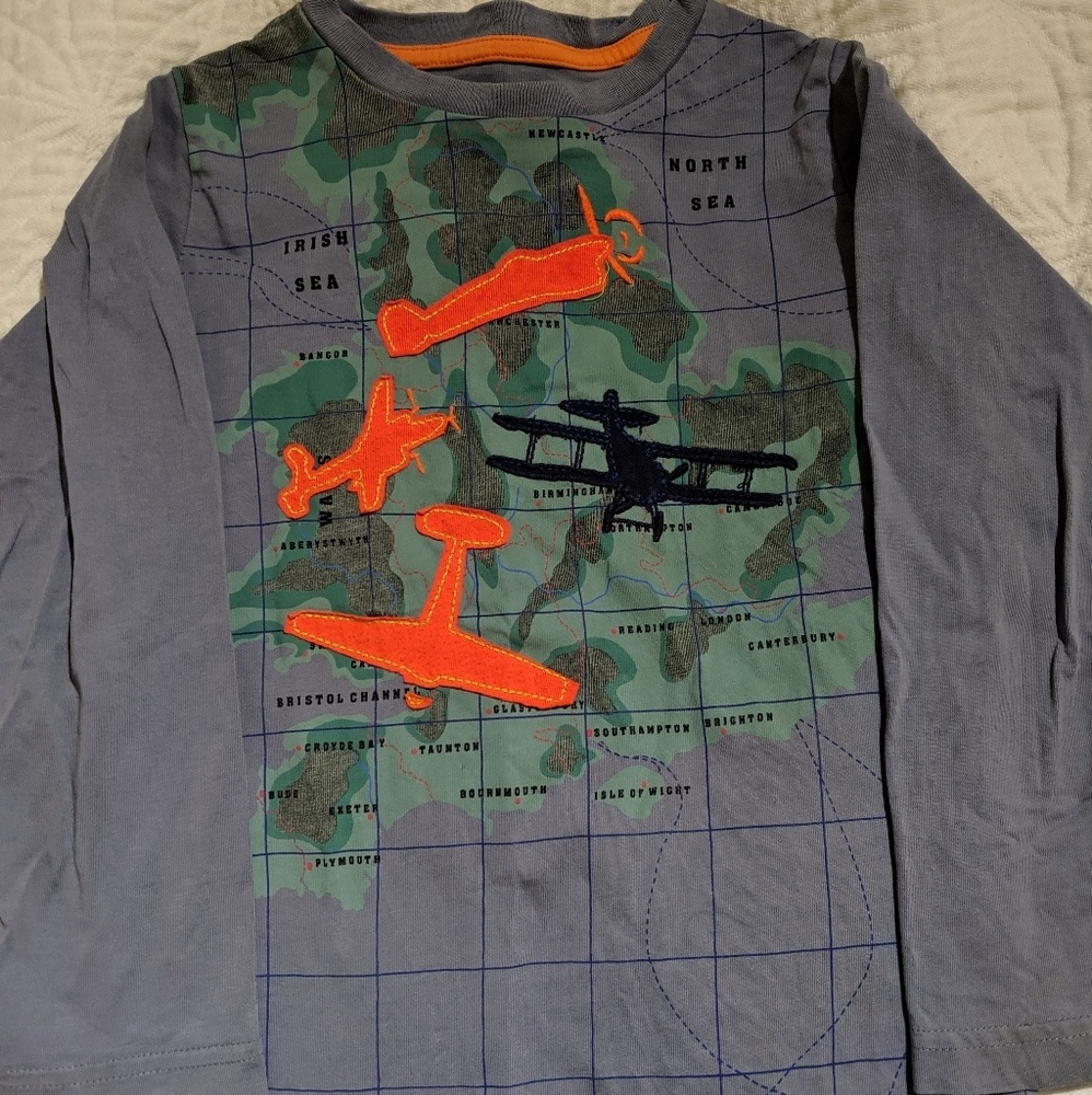 Mini Boden planes long sleeve shirt